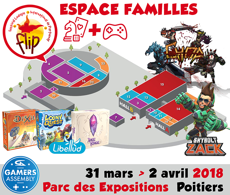 Venez tester les jeux-vidéo lauréats des concours créateurs du FLIP à l'occasion de la Gamers Assembly de Poitiers ce weekend ! Le Festival des Jeux de Parthenay et les créateurs indépendants de jeux-vidéo, Chop et Skybolt Zack, vainqueurs du concours Trophées FLIP 2017, feront découvrir les jeux-vidéo au public de la Gamers Assembly de Poitiers